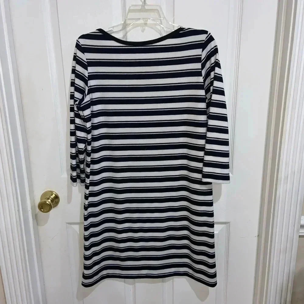 Loft black and white striped dress